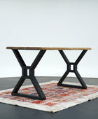 X-Shaped Table Legs with 3x1.5 Inch Tubing and Wooden Beam Mounting Option - Brooklynartworkshop