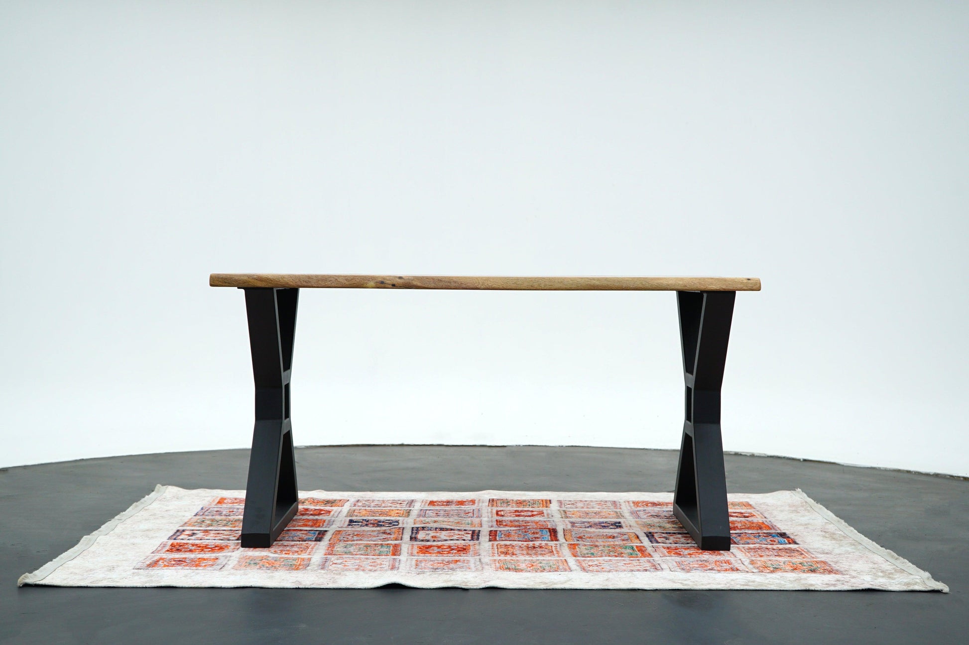 X-Shaped Table Legs with 3x1.5 Inch Tubing and Wooden Beam Mounting Option - Brooklynartworkshop