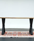 X-Shaped Table Legs with 3x1.5 Inch Tubing and Wooden Beam Mounting Option - Brooklynartworkshop