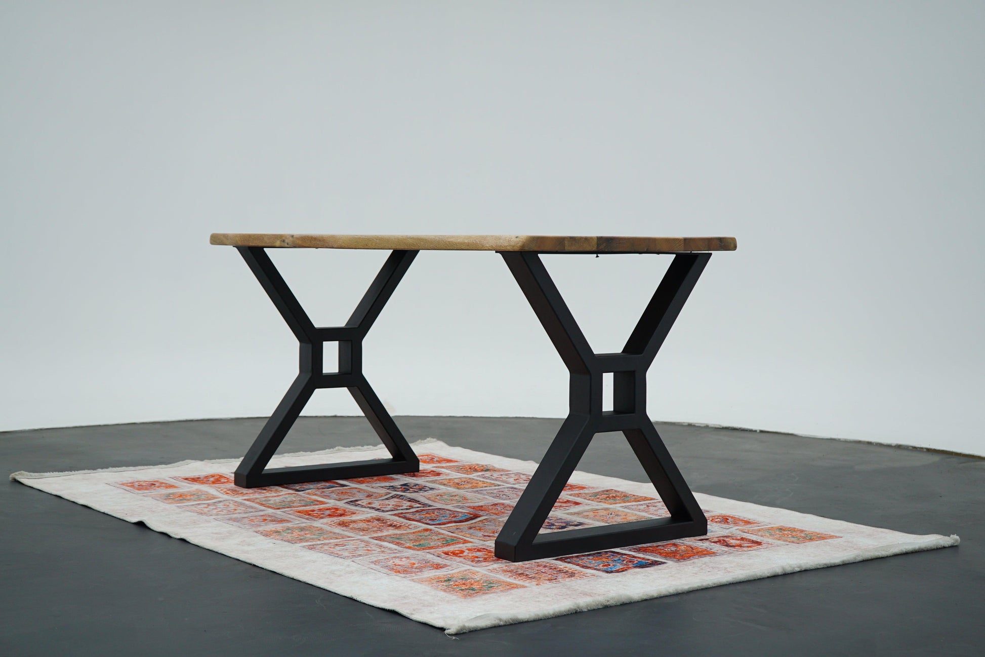 X-Shaped Table Legs with 3x1.5 Inch Tubing and Wooden Beam Mounting Option - Brooklynartworkshop