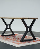 X-Shaped Table Legs with 3x1.5 Inch Tubing and Wooden Beam Mounting Option - Brooklynartworkshop