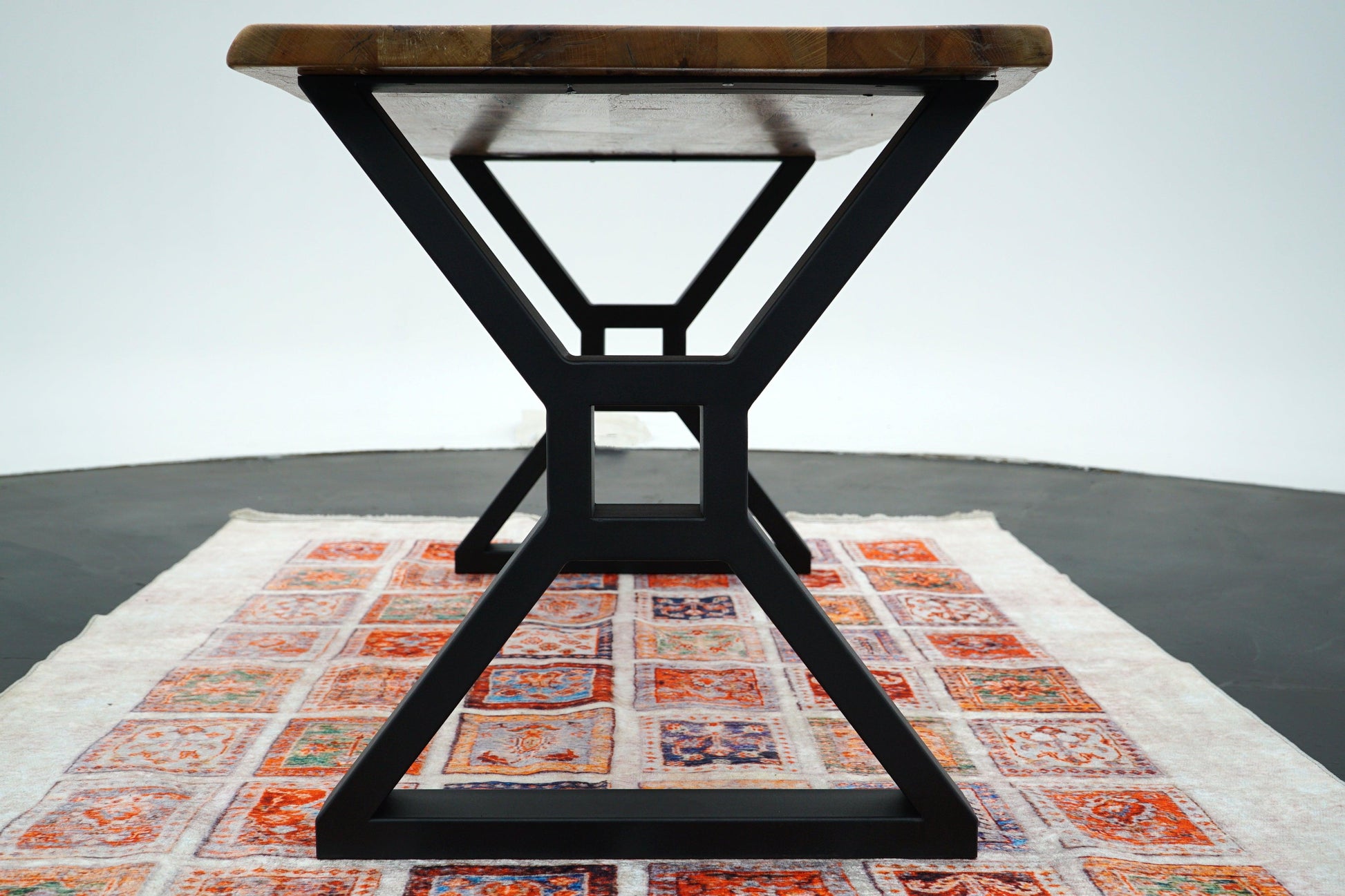 X-Shaped Table Legs with 3x1.5 Inch Tubing and Wooden Beam Mounting Option - Brooklynartworkshop