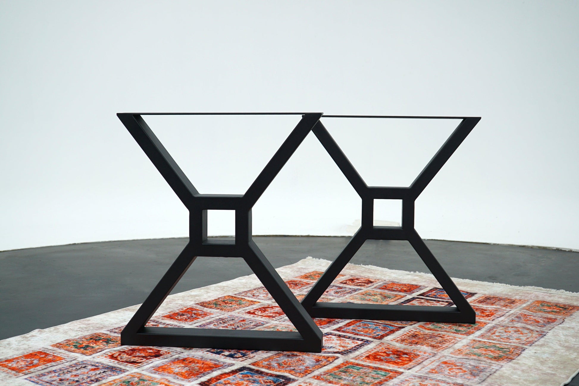 X-Shaped Table Legs with 3x1.5 Inch Tubing and Wooden Beam Mounting Option - Brooklynartworkshop