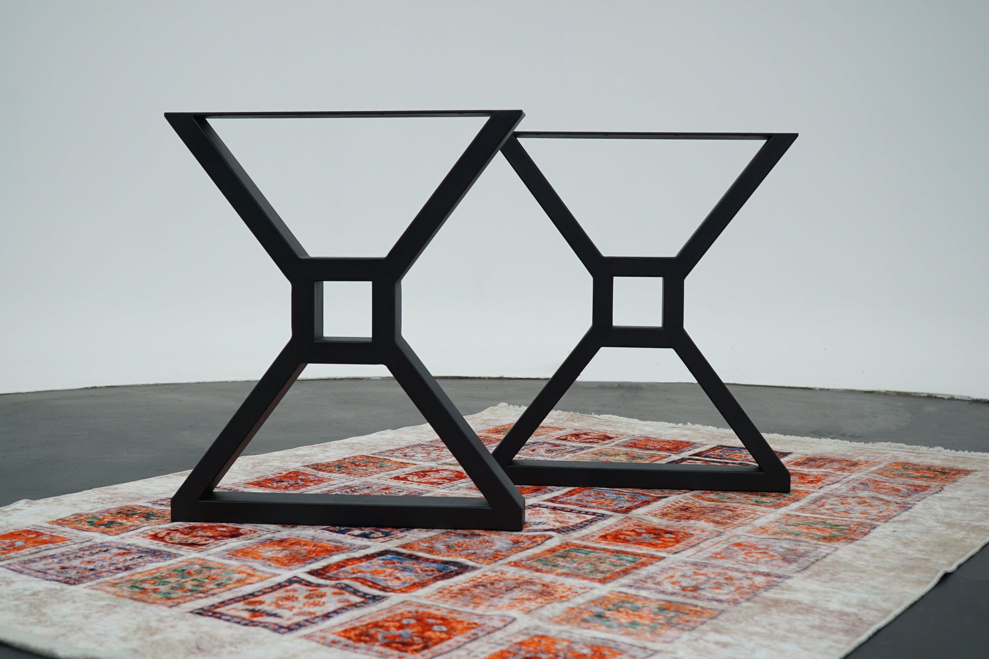 X-Shaped Table Legs with 3x1.5 Inch Tubing and Wooden Beam Mounting Option - Brooklynartworkshop