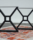 X-Shaped Table Legs with 3x1.5 Inch Tubing and Wooden Beam Mounting Option - Brooklynartworkshop